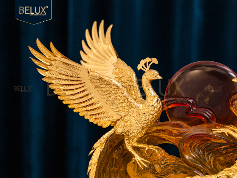 Tượng Đôi Công Ôm Ngọc dát vàng 24K&nbsp;36x28x17cm